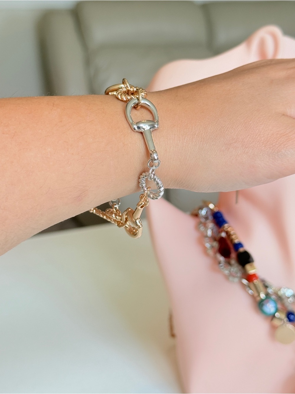 Gold and Silver Link Charm Bracelet - Picture 4 of 10